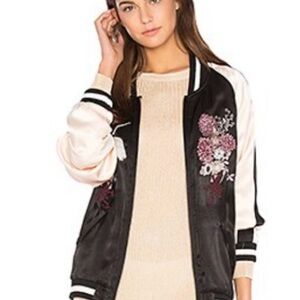 Sanctuary Black and Cream Floral Bomber Jacket